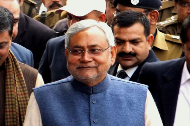 Bihar CM Almost Gets Hit By Bike, Jumps On Footpath To Save Himself.