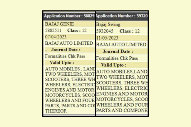 Swing, Genie two bikes names registered by Bajaj, electric scooters or bikes…?