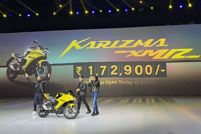 The Karizma XMR 210 launched at an introductory price of 1,72,900 (ex-sh)